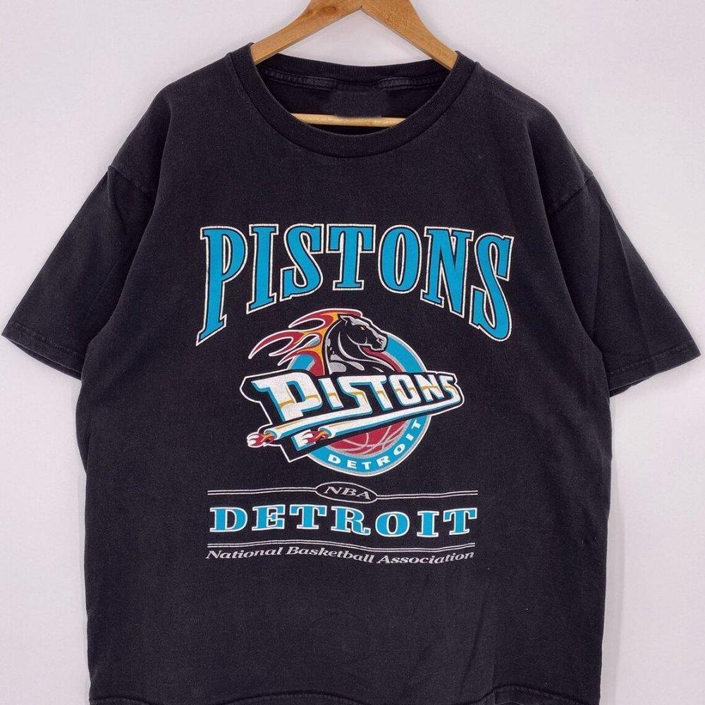 Retro Detroit Pistons Logo Black T-Shirt, Detroit Pistons Basketball Team